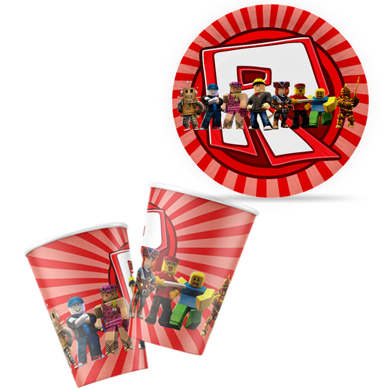 Party Games In Roblox - Robot Happy Birthday Decoration Zestaw zastawy